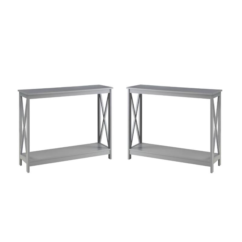 Home Square 2 Piece Wood Console Table Set in Gray