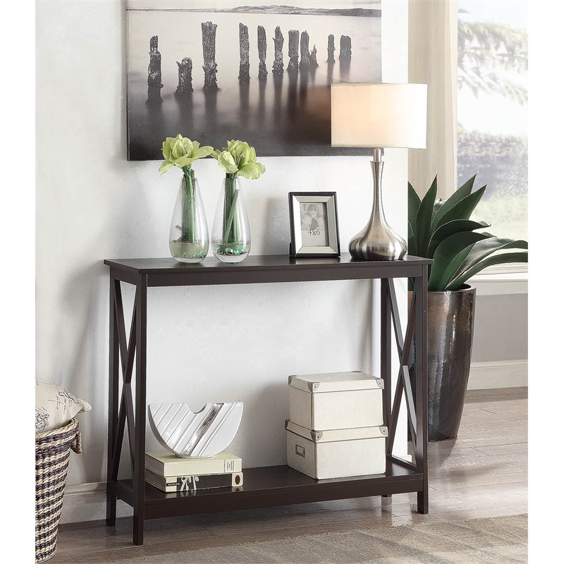 Home Square 2 Piece Wood Console Table Set in Espresso