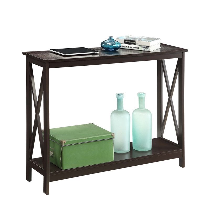 Home Square 2 Piece Wood Console Table Set in Espresso
