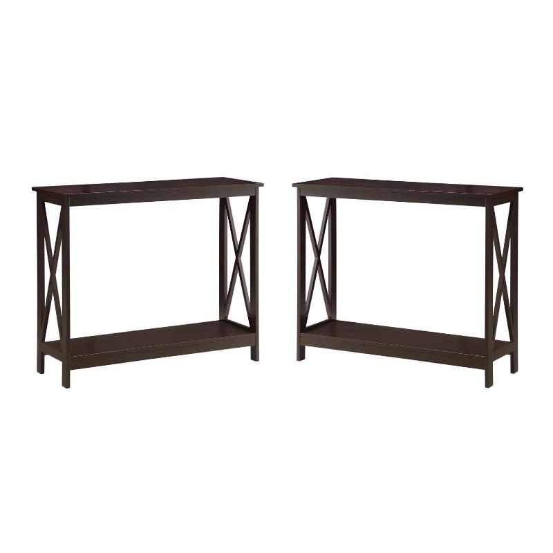 Home Square 2 Piece Wood Console Table Set in Espresso