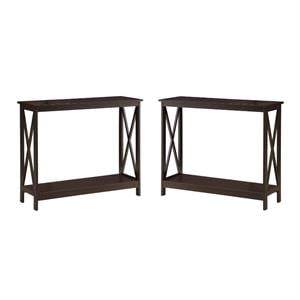 Home Square 2 Piece Wood Console Table Set in Espresso