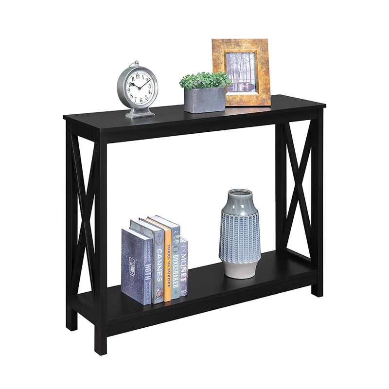 Home Square 2 Piece Rectangular Console Table Set in Black