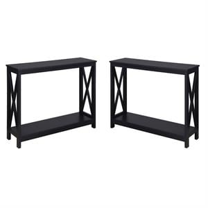 Home Square 2 Piece Rectangular Console Table Set in Black