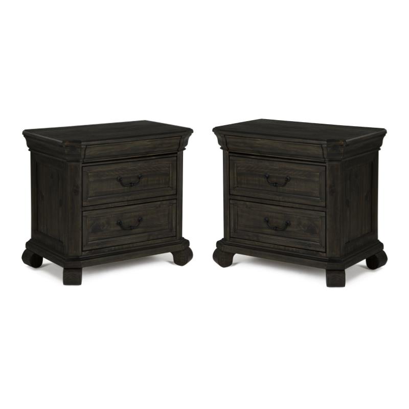 Home Square Traditional 3 Drawer Wood Nightstand Set in Peppercorn (Set of 2)