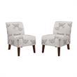 Home Square 2 Piece Butterfly Upholstered Wood Slipper Chair Set in Gray