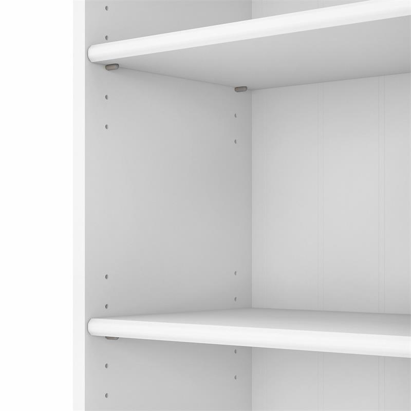 Home Square 5-Shelf Wood Bookcase Set in Pure White and Shiplap Gray (Set of 2)