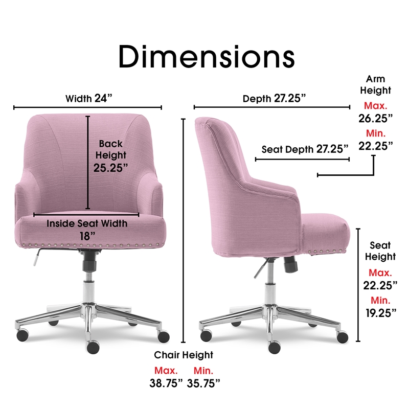 Home Square 2 Piece Leighton Fabric Home Office Chair Set in Lilac Purple