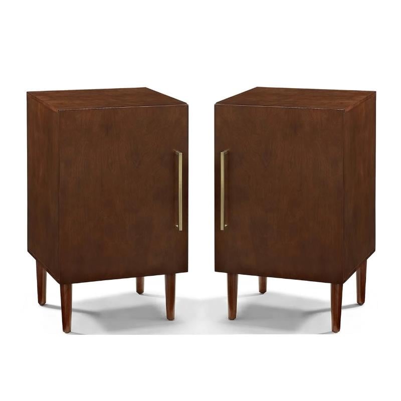 Home Square 2 Piece Record Player Stand Set in Mahogany