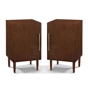 Home Square 2 Piece Record Player Stand Set in Mahogany