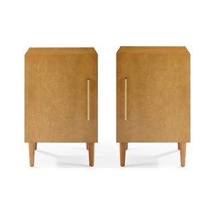 Home Square 2 Piece Wood Record Player Stand Set in Acorn