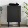 Home Square 2 Piece Wood Record Player Stand Set in Matte Black