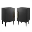 Home Square 2 Piece Wood Record Player Stand Set in Matte Black