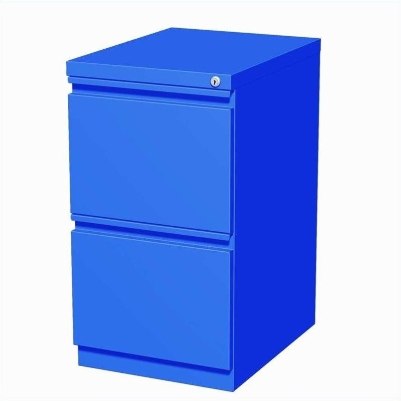 Home Square 2 Piece Deep Metal Mobile Pedestal 2-Drawer File/File Set in Blue