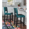 Home Square 2 Piece Wood Counter Stool Set in Agean Blue
