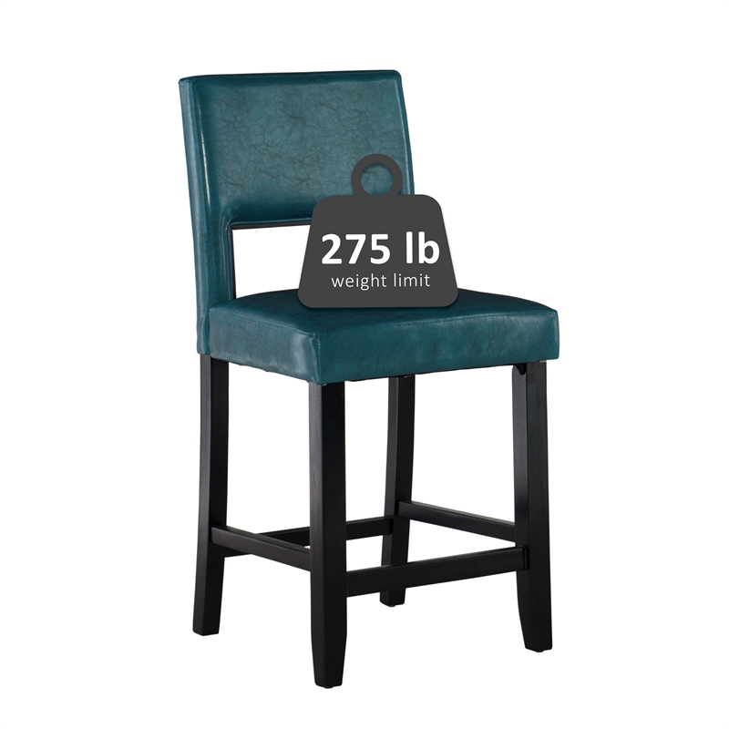 Home Square 2 Piece Wood Counter Stool Set in Agean Blue