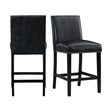 Home Square 2 Piece Faux Leather Counter Height Side Chair Set in Black