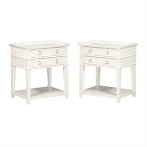 Home Square 2-Drawer Tray Top Wood Nightstand Set in White (Set of 2)
