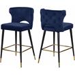 Home Square 2 Piece Upholstered Velvet Bar Stool Set in Navy