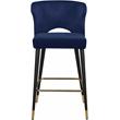 Home Square 2 Piece Upholstered Velvet Bar Stool Set in Navy