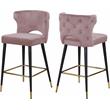 Home Square 2 Piece Upholstered Velvet Bar Stool Set in Pink