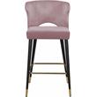 Home Square 2 Piece Upholstered Velvet Bar Stool Set in Pink