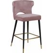 Home Square 2 Piece Upholstered Velvet Bar Stool Set in Pink
