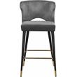 Home Square 2 Piece Upholstered Velvet Bar Stool Set in Gray