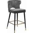 Home Square 2 Piece Upholstered Velvet Bar Stool Set in Gray