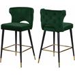Home Square 2 Piece Upholstered Velvet Bar Stool Set in Green