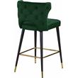 Home Square 2 Piece Upholstered Velvet Bar Stool Set in Green