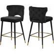 Home Square 2 Piece Upholstered Velvet Bar Stool Set in Black