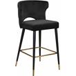 Home Square 2 Piece Upholstered Velvet Bar Stool Set in Black