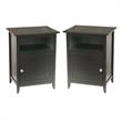 Home Square 2 Piece Solid Wood End Table Set in Black
