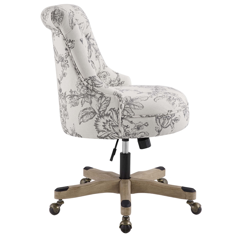 Home Square 2 Piece Sinclair Fabric Office Chair Set in Floral Gray