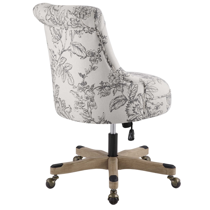 Home Square 2 Piece Sinclair Fabric Office Chair Set in Floral Gray
