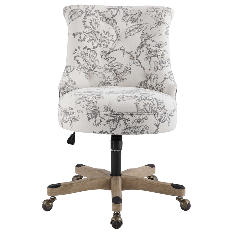 Home Square 2 Piece Sinclair Fabric Office Chair Set in Floral Gray