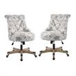 Home Square 2 Piece Sinclair Fabric Office Chair Set in Floral Gray