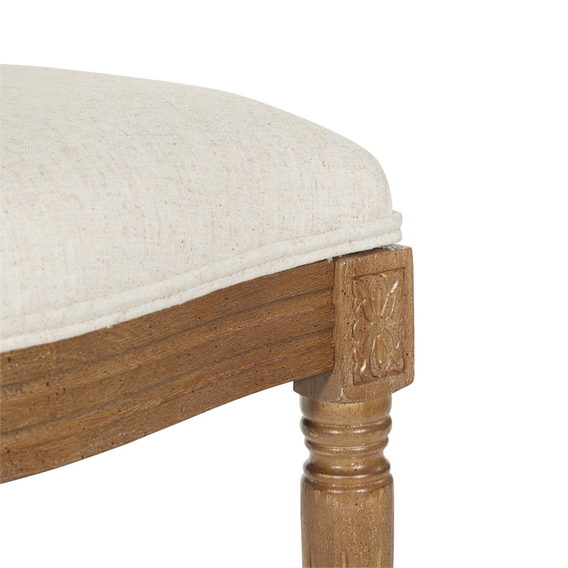 Home Square 2 Piece Brushed Frame Oval Back Linen Chair Set in Beige