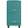Home Square 2 Drawer Metal Mobile Filing Cabinet Set in Turquoise (Set of 2)