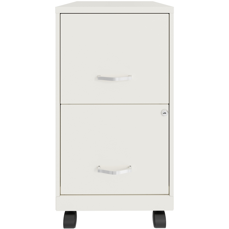 Home Square 2 Drawer Mobile Filing Cabinet Set in Pearl White (Set of 2)