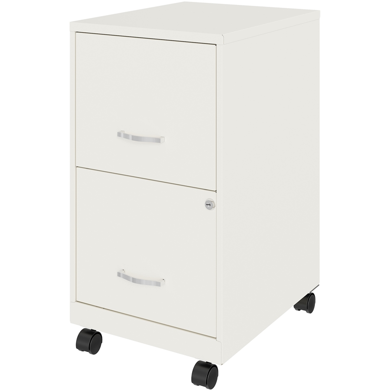 Home Square 2 Drawer Mobile Filing Cabinet Set in Pearl White (Set of 2)
