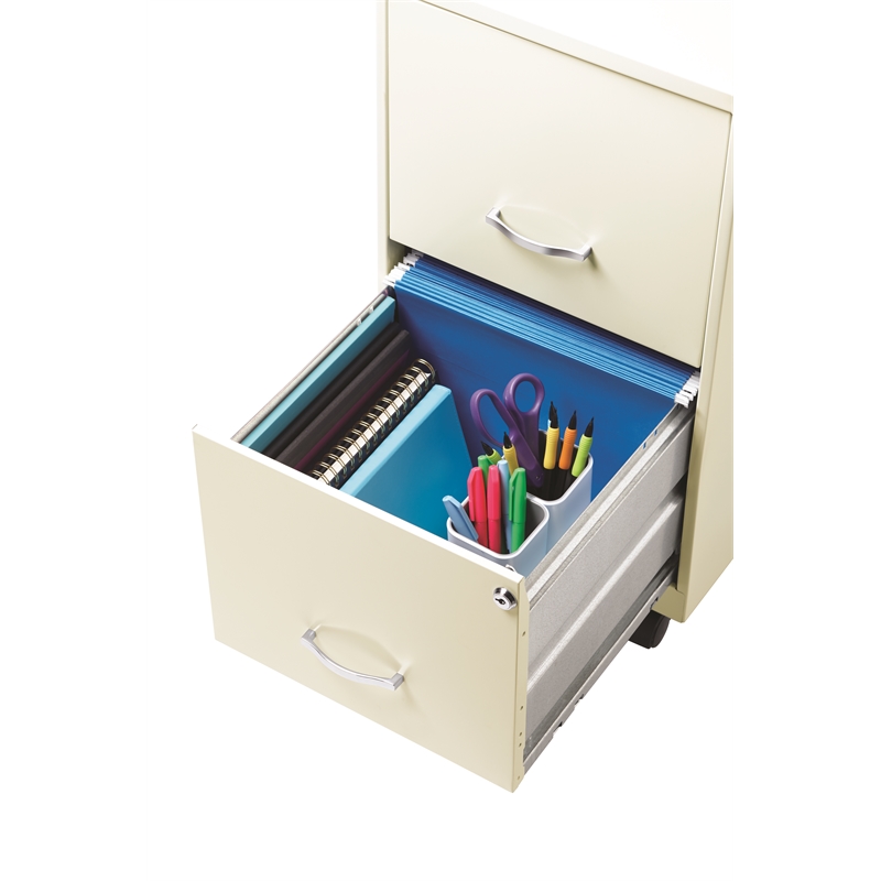 Home Square 2 Drawer Mobile Filing Cabinet Set in Pearl White (Set of 2)