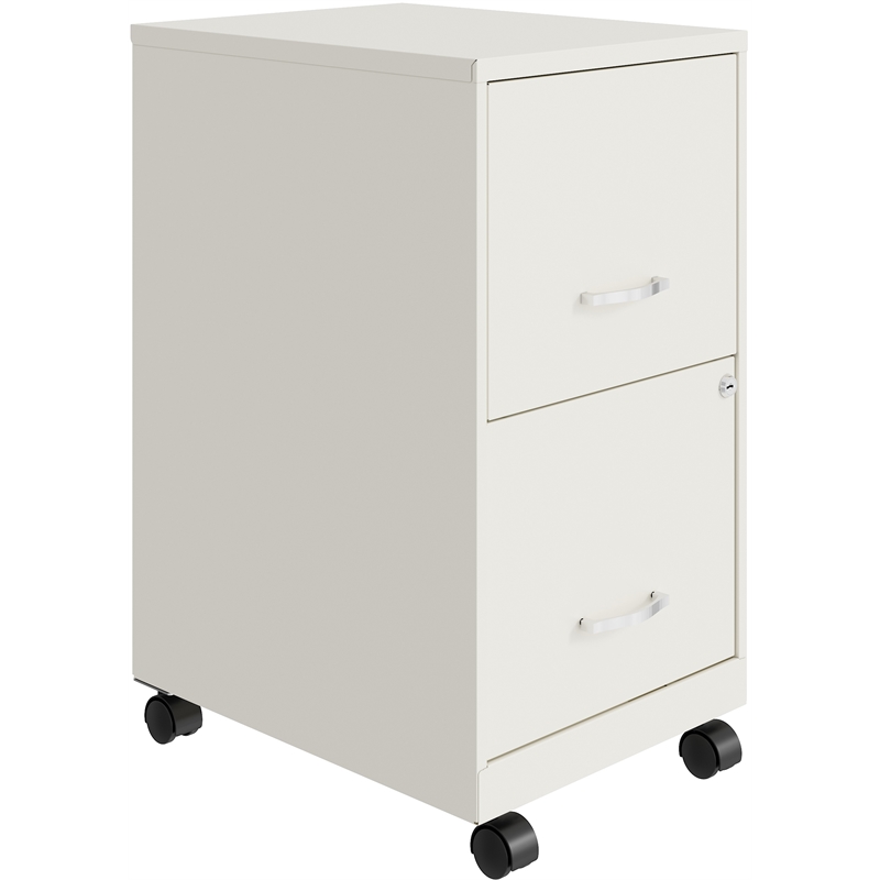 Home Square 2 Drawer Mobile Filing Cabinet Set in Pearl White (Set of 2)