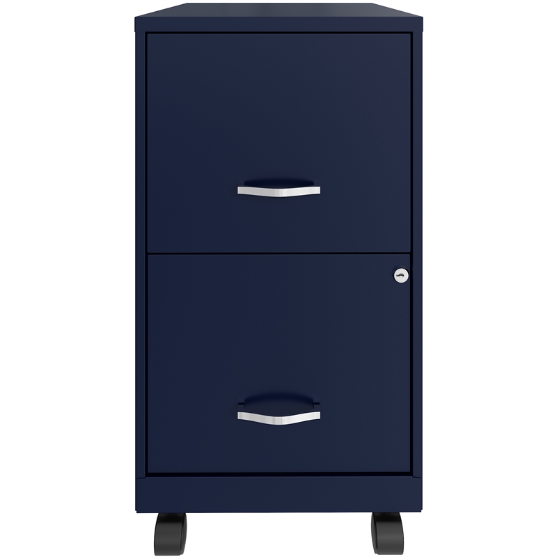 Home Square 2 Drawer Mobile Filing Cabinet Set in Navy (Set of 2)