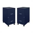 Home Square 2 Drawer Mobile Filing Cabinet Set in Navy (Set of 2)