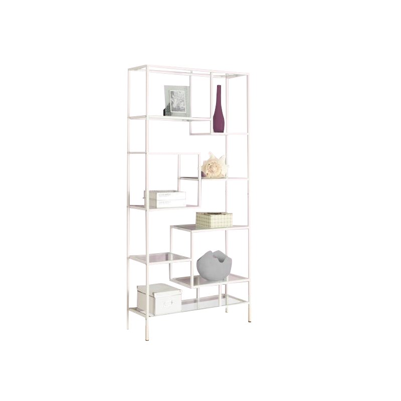 Home Square 2 Piece Modern Metal Bookcase Set in White Finish