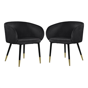 Home Square 2 Piece Upholstery Velvet Dining Chair Set in Black