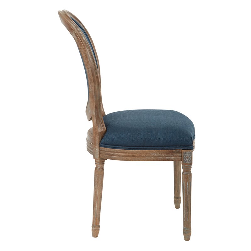 Home Square 2 Piece Brushed Frame Oval Back Fabric Chair Set in Klein Azure Blue