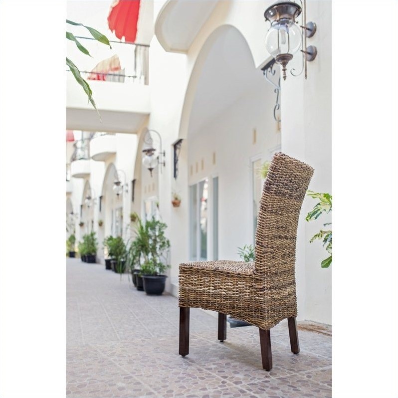 Home Square 2 Piece Arizona Woven Abaca Dining Chair Set in Brown