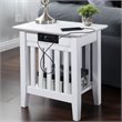 Home Square 2 Piece Mission Charger Chair Side Table Set in White